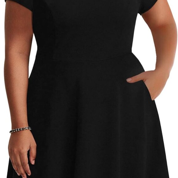 Women’s Plus Size Skater Dress Polyester Fit Flare Casual Party Wear - Picture 1 of 3